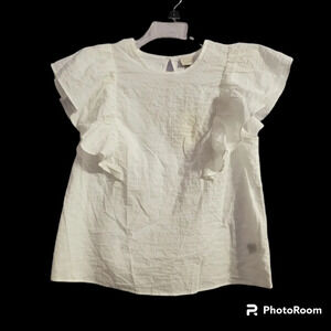 NWT A New Day Flutter Sleeve White Blouse M